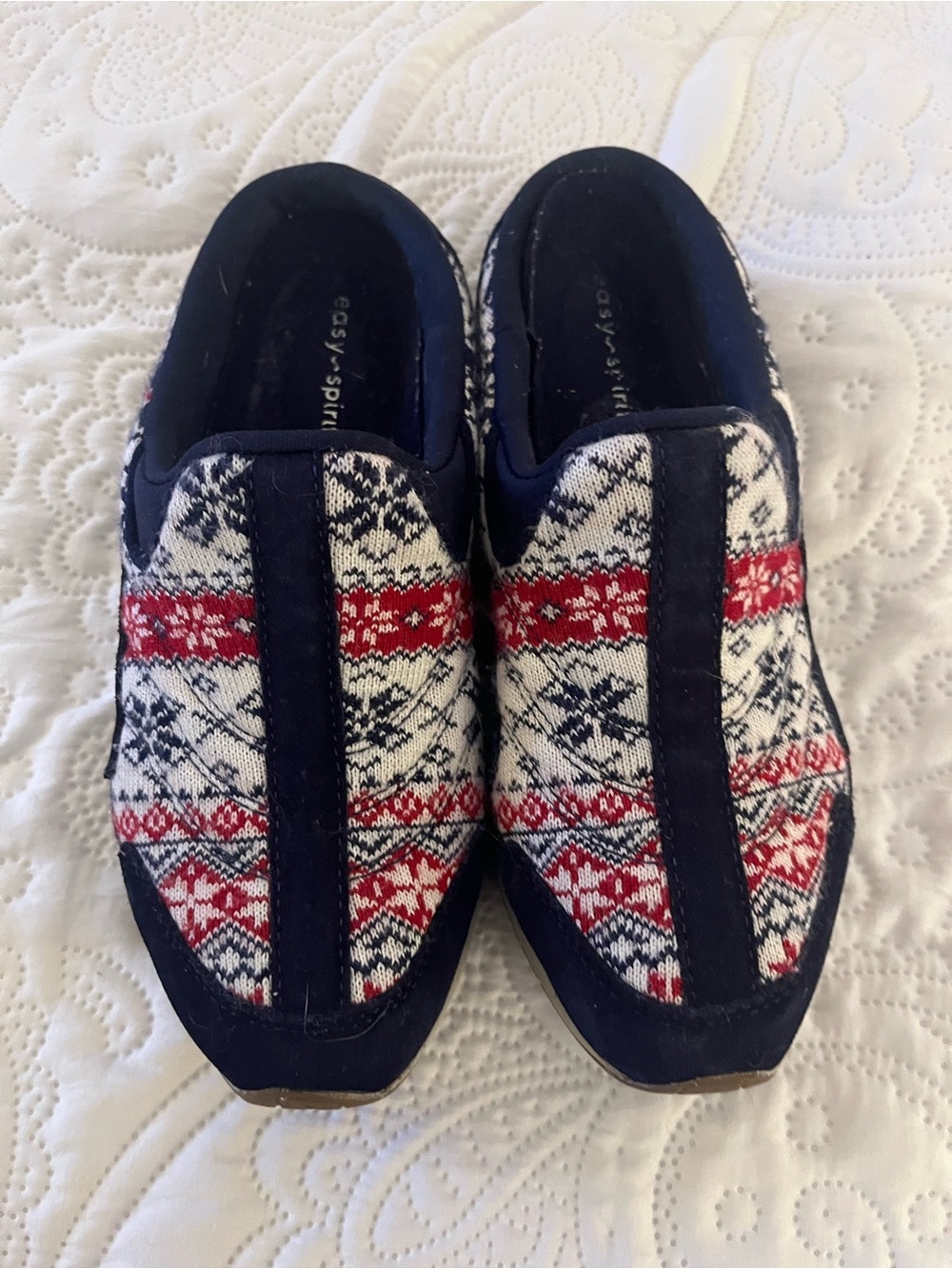 Easy Spirit Navy Red and White Patterned Slip-On Mules 7